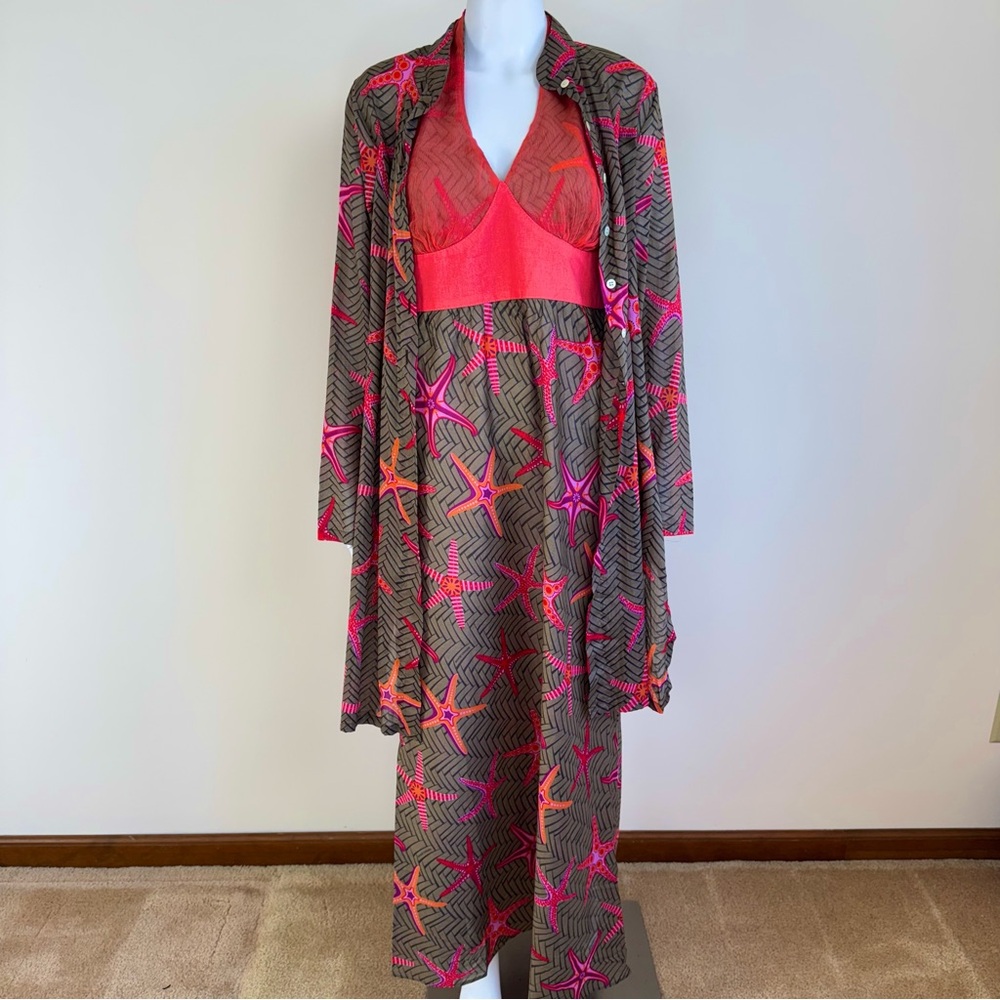 MANUEL CANOVAS RARE PRINT DRESS and KIMONO COTTON STARFISH Anthropology